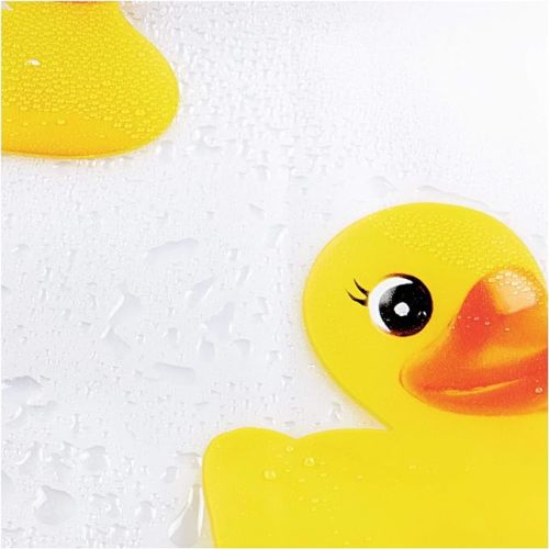 iDesign PEVA Plastic Ducks Shower Curtain, PVC-Free Waterproof Liner for Kids', Guest, College Dorm, Master Bathroom, Polyethylene_vinyl_acetate, 72" x 72", Yellow and Orange