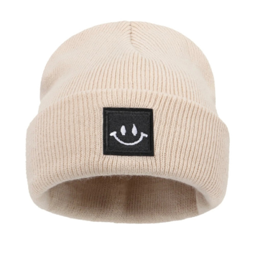 Beige Smiley Fold Beanie – The Ollie Bee