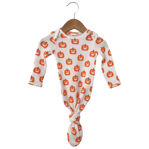 Organic Waffle Knotted Gown, Jack-O-Lantern