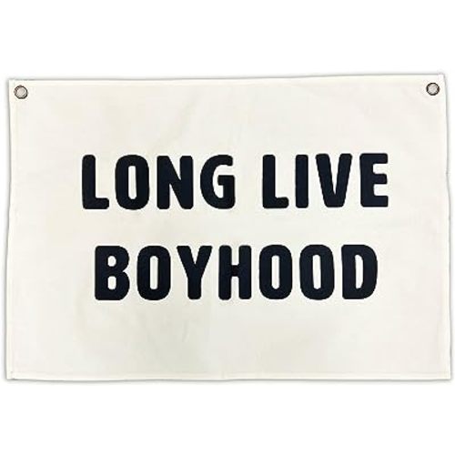 Long Live Boyhood Banner Canvas 20 in x 30 in - Nursery Decor for Boys and Toddler Room Decor for Boys Wall Decor