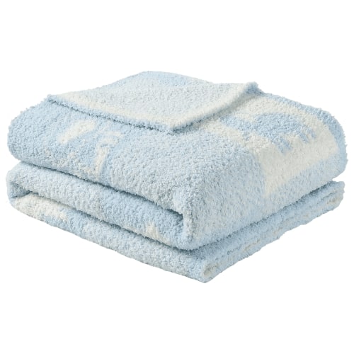 CREVENT 30"X40" Cozy Soft Warm Chenille Baby Blanket for Girls Boys, Newborn Essentials for Infant, Baby Shower Receiving Gift - Animal Blue 75X100cm