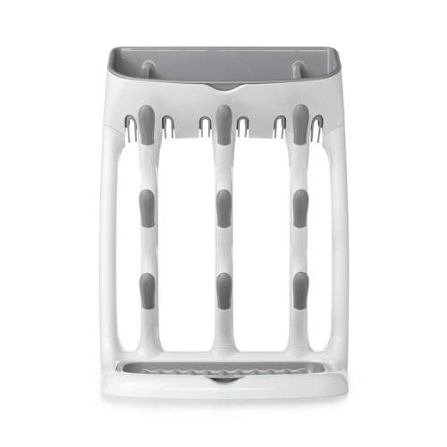 OXO Tot Baby Bottle Countertop Drying Rack with Lid, Space Saving Design, Gray