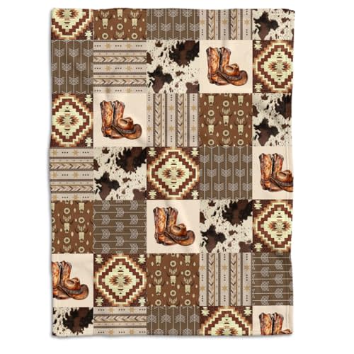 Western Blanket, Western Decor for Nursery Room, Baby Blankets for Boys Girls, Baby Cowboy Blankets, Soft Warm Lightweight Nursery Bed Blanket for Newborn Toddlers, 50x60 inches