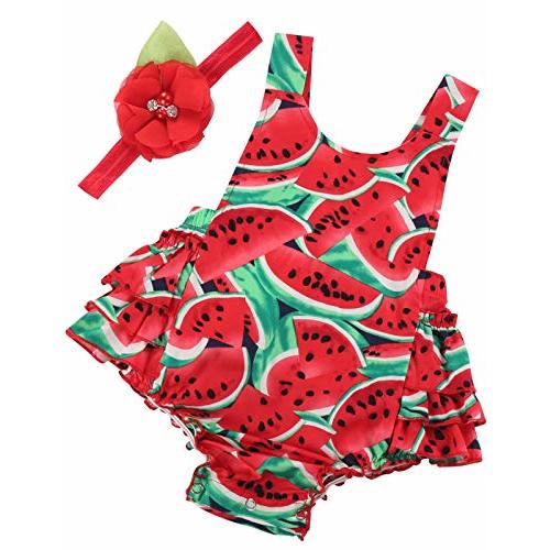 PrinceSasa Baby Girl's Floral Print Ruffles Romper Summer Clothes