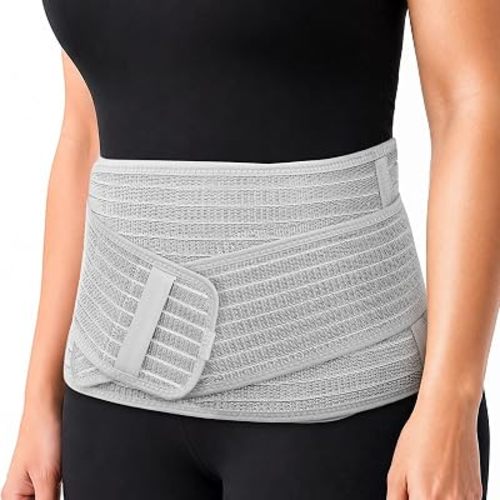 haakaa Postpartum Belly Band, Postpartum Belly Wrap Back Support, Postpartum Essentials for Natural Delivery and C-Section Recovery, Abdominal Binder, Daily Wear, L