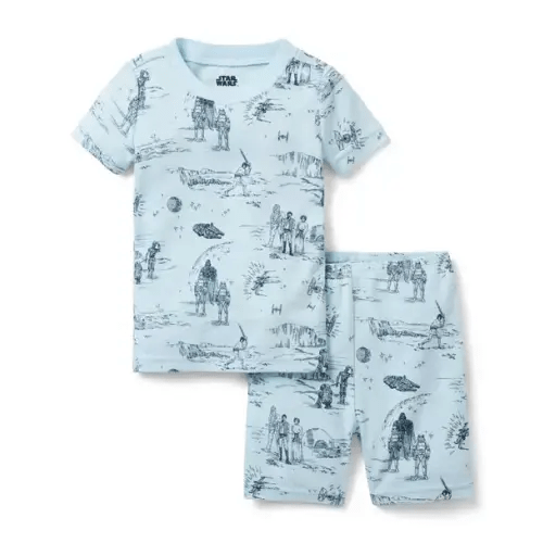 Boy Soft Blue Star Wars Toile Good Night Short Pajama In STAR WARS Toile by Janie and Jack