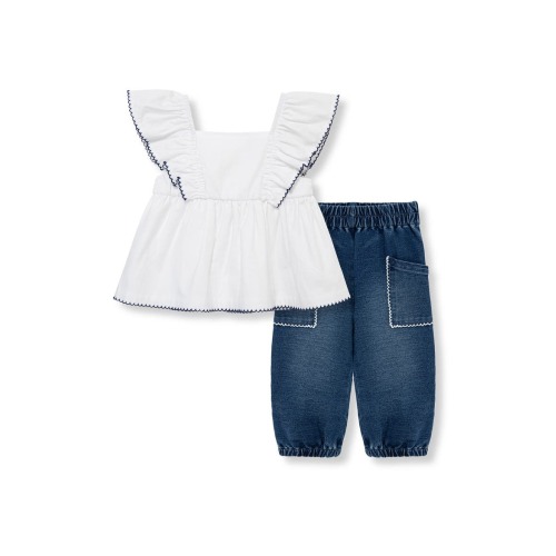 Ruffled Top & Denim Leggings Set, 12M