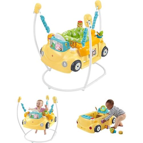 Fisher-Price Baby to Toddler Learning Toy 2-in-1 Servin’ Up Fun Jumperoo Activity Center with Music Lights and Shape Sorting Puzzle Play