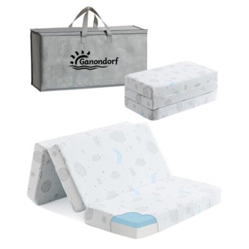 Ganondorf 38"X26" Trifold Pack and Play Mattress Mini Pack N Play Mattress Dual-Sided Memory Foam, Waterproof, Breathable, Anti-Slip, Portable Baby Mattress Pad for Infants & Toddlers