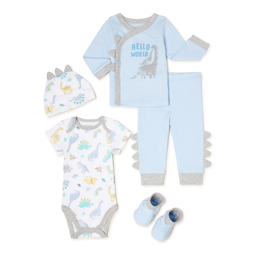 Garanimals Newborn Baby Boy Shower Gift Set, 5-Piece, Newborn-6/9 Months