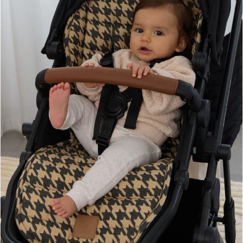 Black Houndstooth Universal Linen Pram Liner