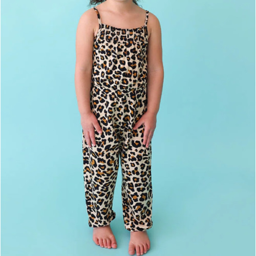 Leopard Brown Sleeveless Toddler Jumpsuit | Lana Leopard Tan