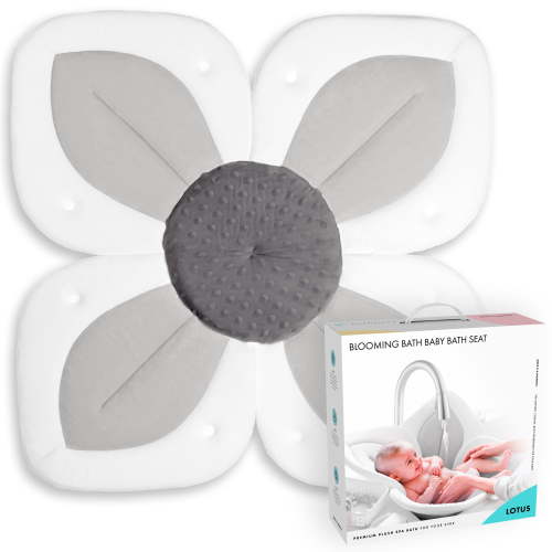 Blooming Bath Lotus - Infant Newborn Flower Baby Bath Seat, Sink Insert, Gray/Yellow