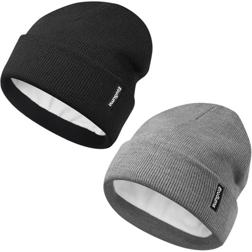 2 Pack Baby Beanie Toddler Winter Hat with Fleece Lined for Girls Boys 0-8 Years