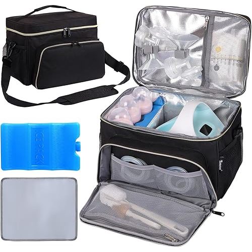 Breast Pump Bag Fit for Spectra S1 and S2, Pumping Bag with Breastmilk Ice Pack & Waterproof Mat, Perfect for Working Moms and Travel