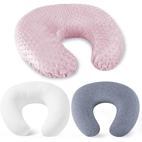 Nursing Pillow for Breastfeeding and Bottle Feeding Pillow, Support for Mom and Baby, with 2 Removable Machine Washable Cover, Ergonomic Breastfeeding Pillow (Light Pink)