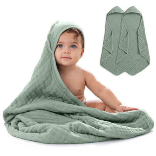 Comfy Cubs Hooded Baby Towel 2-Pack, Large 32 x 32 Inch - 6 Layer 100% Muslin Cotton - Soft & Absorbent Baby Bath Towels | Wayfair