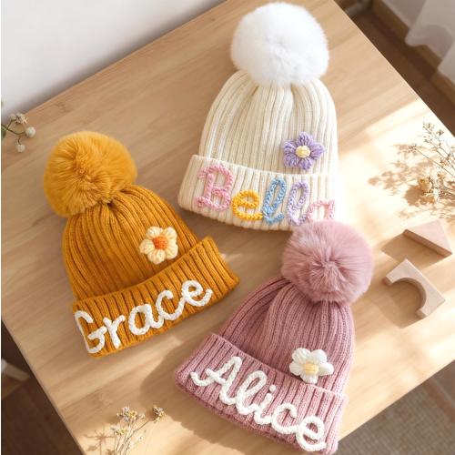 Personalized Kids Knit Beanie: Toddler to Adult Sizes, Detachable Pom