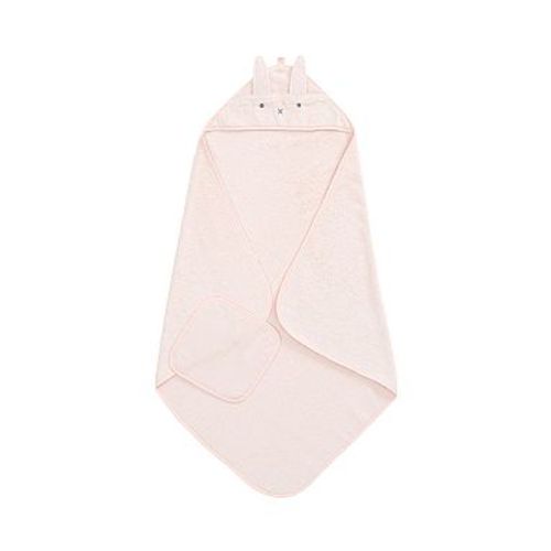 Super Soft Bunny Baby Hooded Towel and Washcloth, Blush Bunny
