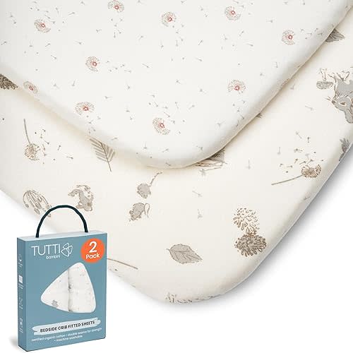 Premium Bassinet Sheets (2 Pack) - Soft & Breathable Bamboo Viscose Jersey, Double-Strength Bedside Sleeper Sheets, Fits Mattresses from 20.8 x 31.5 in to 23.6 x 35.4 in (Cocoon)