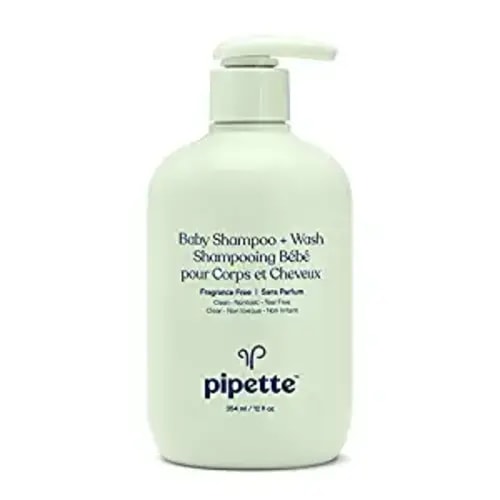 Pipette Baby Shampoo and Body Wash - Fragrance Free, Tear-Free Bath Time, Hypoallergenic, Moisturizing Plant-Derived Squalane, New Formula, 11.8 fl oz - Unscented - 12 Fl Oz (Pack of 1)