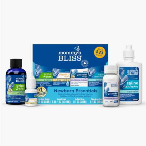 Mommy's Bliss Newborn Essentials Gift Set, Includes Gripe Water, Baby Vitamin D/Gas Drops and Gentle Saline Drops/Spray