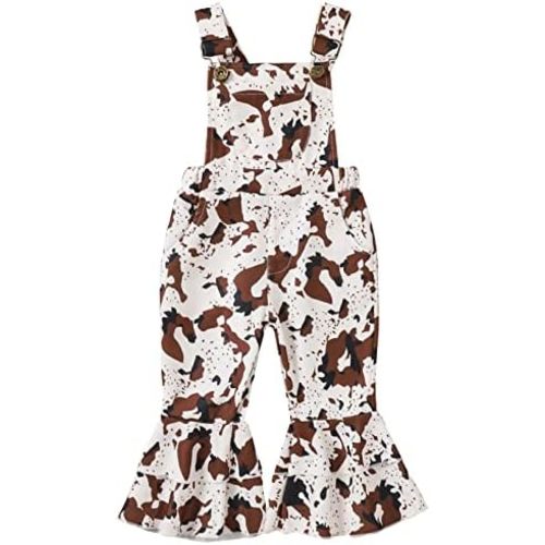 Mubineo Toddler Baby Girl Boy Western Cowboy Bib Overalls Bell Bottom Romper Jumpsuit Overall Pant