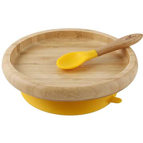 Eco-Friendly Bamboo Toddler Suction Plate and Spoon