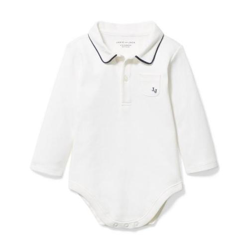Newborn Jet Ivory Baby Polo Bodysuit by Janie and Jack