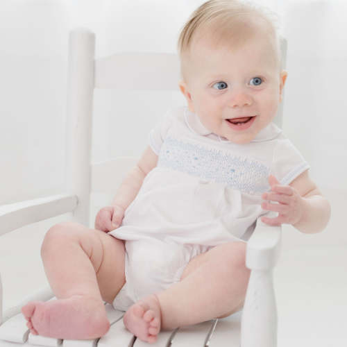 Lilly & Lucas Smocked Bubble - Blue