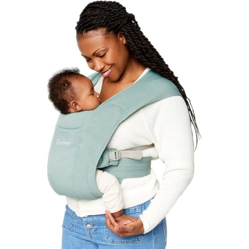 Ergobaby Embrace Baby Carrier Newborn to Toddler - Lightweight Ergonomic Baby Carriers - Cozy Essentials (7-25 Pounds), Ponte Knit, Jade Green