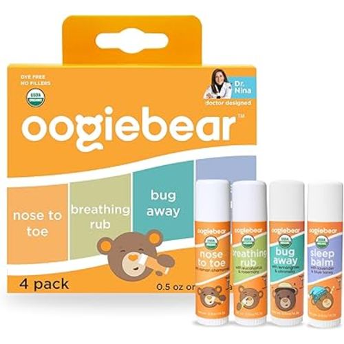 oogiebear Organic Baby Balm 4-Pack – Nose-to-Toe, Breathing Rub, Bug Away & Sleep Balm – Natural & Organic Soothing Care for Babies & Toddlers