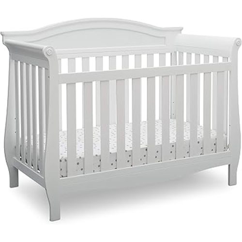 Delta Children Lancaster 4-in-1 Convertible Baby Crib, Bianca White