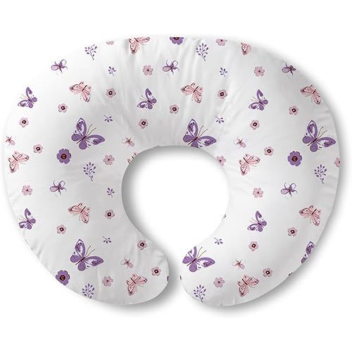 Plushii Nursing Pillow for Breastfeeding, Breathable Breast Feeding Pillow and Positioner with Removable Cover for More Support, Tummy Time and Bottle Feeding Support Pillow, Butterfly Dreams