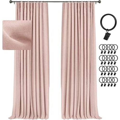INOVADAY 100% Blackout Curtains 2 Panels Set, Thermal Insulated Full Light Blocking Drapes Window Curtain Panels for Bedroom Living Room- W50 x L96, Blush Pink
