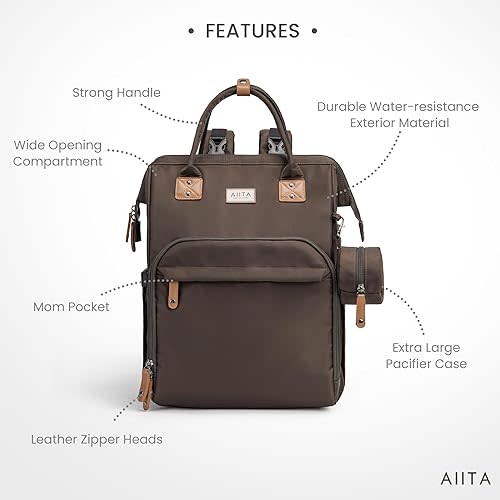 Diaper Bag Backpack, Multifunction Diaper Bag with Changing Pad, Baby Diaper Bags for Boys Girls, Stylish Large Capacity Travel Backpack for Moms Dads, Baby Shower Gifts,Unisex – Black Brown