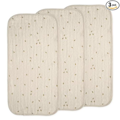 mushie Water Repellent Changing Pad Liners | Made with Organic Cotton | Set of 3 (Bees Combo)