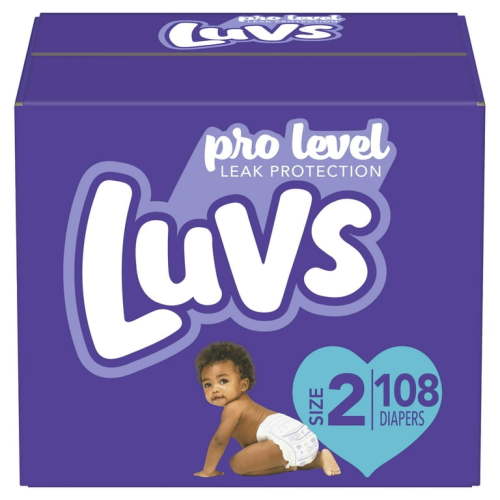 Luvs Pro Level Leak Protection Diapers, Size 2, 108 Count (2 pack)