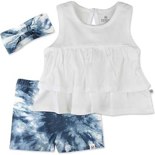 HonestBaby Fashion Outfit Sets Tops and Bottoms 100% Organic Cotton for Baby and Toddler Girls