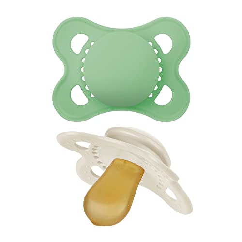 MAM Original Pure Pacifier, Climate Neutral MAM Natural Rubber Pacifier, Sustainable & Bio-Renewable Raw Materials, Sterilizer Case, Unisex, 0-6 Months, 2-Pack
