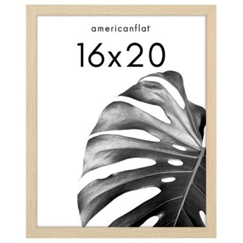 Americanflat Poster Frame 16"x20" inches - Natural Oak Wooden Picture Frame with Plexiglass Cover
