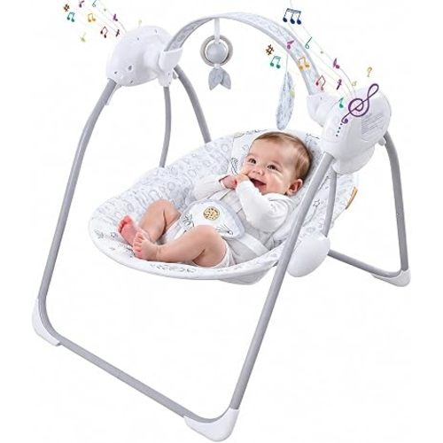 Baby Swings for Infants, Portable Baby Swing with Music, 5 Speed Levels, Timer, Infant Swing for Indoor Outdoor Use, 0-9 Months Up to 20 lbs