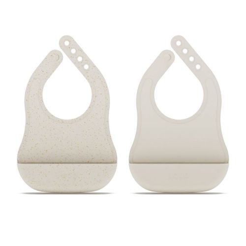 Lalo 2pk Silicone Bibs - Oatmeal