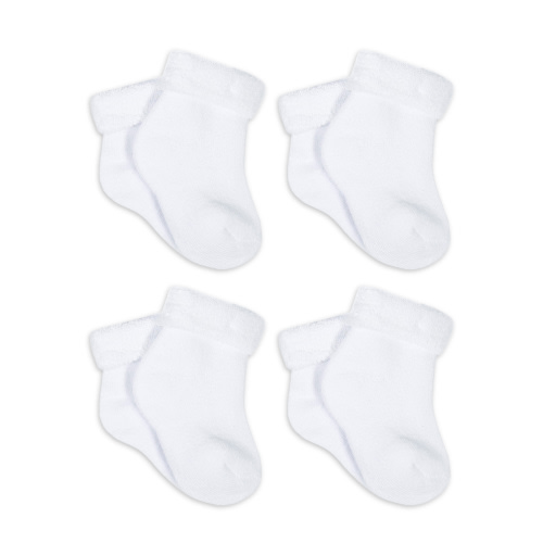Gerber Gender Neutral White Terry Bootie Wiggle-Proof Socks, 4-Pack, Sizes Newborn - 0/6 Months