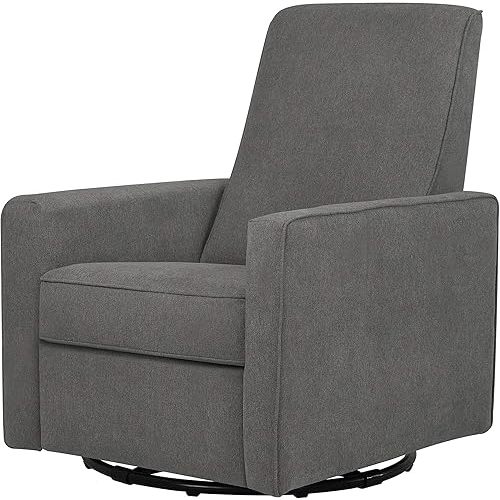 DaVinci Piper Upholstered Recliner and Swivel Glider in Dark Grey, Greenguard Gold & CertiPUR-US Certified