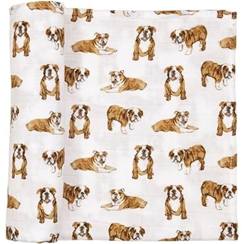 Mud Pie Bulldog Print Muslin Baby Swaddle Blanket, 47" x 47" (12140053)