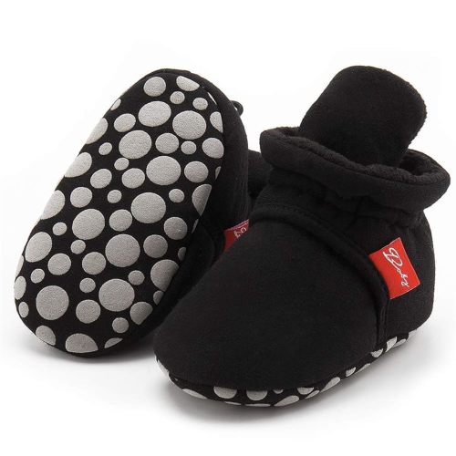 HsdsBebe Unisex Newborn Baby Cotton Booties Non-Slip Sole for Toddler Boys Girls Infant Winter Warm Fleece Cozy Socks Shoes