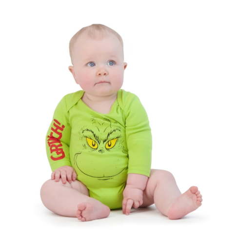 The Grinch Christmas Baby Long Sleeve 3-Pack Bodysuits, Sizes NB-12M