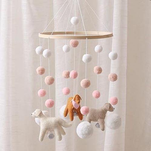 Baby Crib Mobile, Dog Mobile for Crib, Crib Mobile for Boys and Girls, Boho Nursery Decor, Baby Bedroom Hanging Decoration