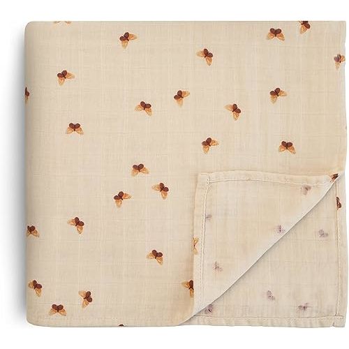 mushie Muslin Baby Swaddle Blanket | 100% Organic Cotton (Butterflies)